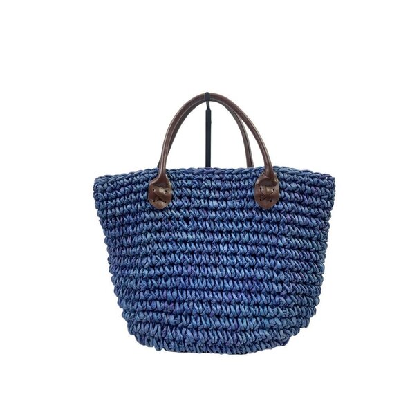 Handbags - Women's Blue Wicker Handbag